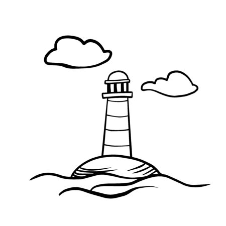 Doodle sketch lighthouse on a white backgroundのイラスト素材