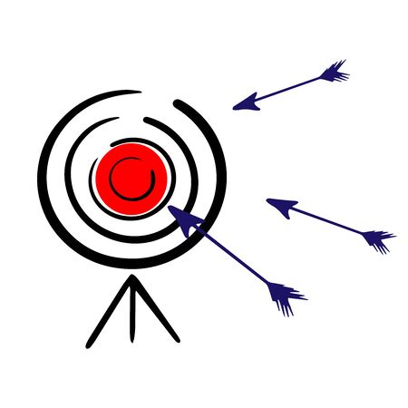 target for shooting and arrows, doodle on white backgroundのイラスト素材