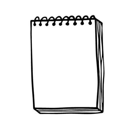 Doodle sketch notebook with blank sheets, illustration on white background.のイラスト素材