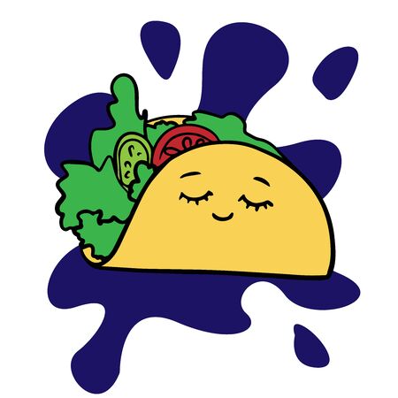 Doodle sketch gyros, burritos, cartoon cute fast food illustration on a white backgroundのイラスト素材