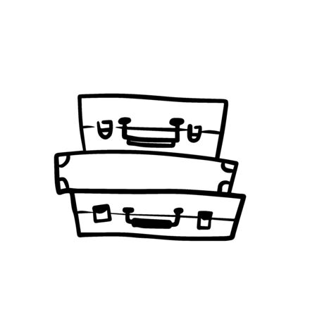 Doodle sketch of suitcases cartoon illustration on white backgroundのイラスト素材