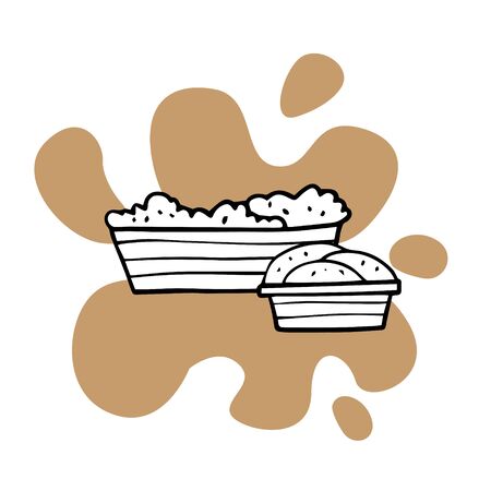 Doodle sketch animal feed. Simple flat illustrationのイラスト素材