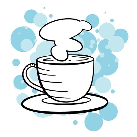 doodle sketch mug with coffee or tea. Simple, flat illustrationのイラスト素材