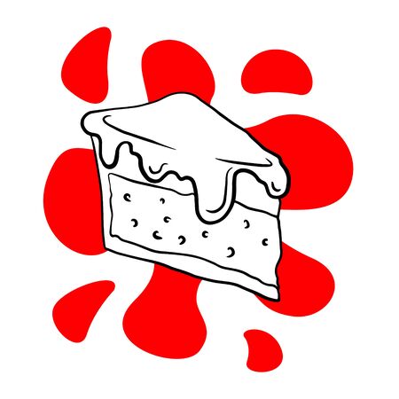 doodle sketch of a piece of cheesecake on a white backgroundのイラスト素材