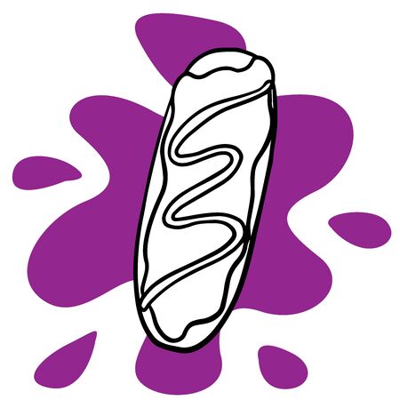 doodle sketch eclair, cartoon drawing of a cake on a white backgroundのイラスト素材