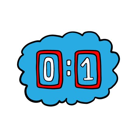 score 0: 1 in the blue cloud. doodle illustrationのイラスト素材