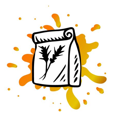 sketch of a bag of wheat flour on a white backgroundのイラスト素材