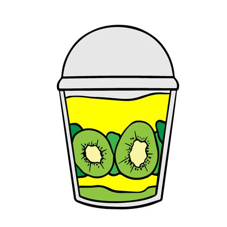  Doodle sketch eco dessert in a glass, Homemade Organic Fresh Fruit Parfait. Vegan Dessert Illustrationのイラスト素材