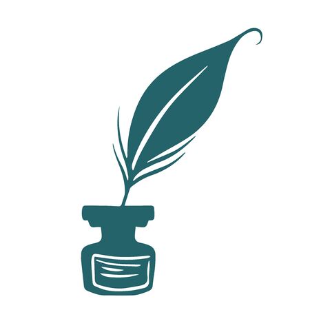 ink icon and writing pen on white backgroundのイラスト素材