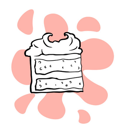 doodle sketch of a piece of cheesecake on a white backgroundのイラスト素材