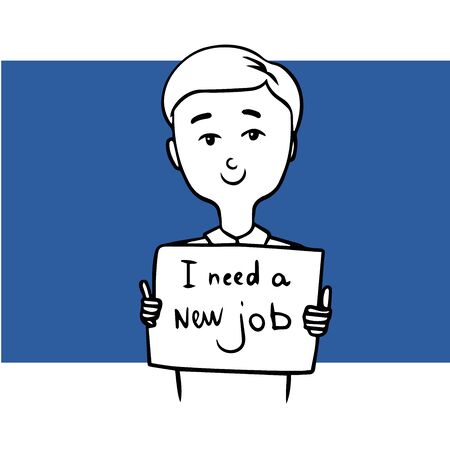 young man looking for a new job. doodleのイラスト素材