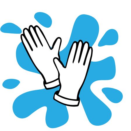 doodle rubber gloves sketch on white backgroundのイラスト素材