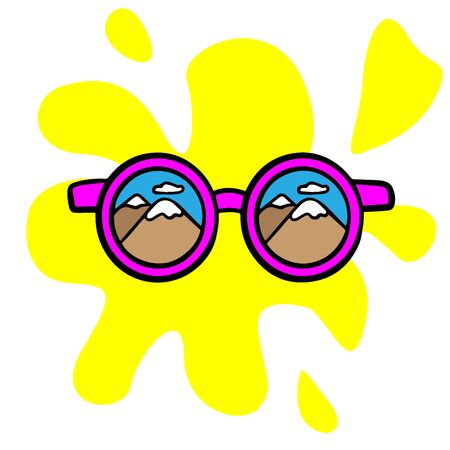 Doodle sketch sunglasses, cartoon drawing for your advertising, layout, site on a white backgroundのイラスト素材