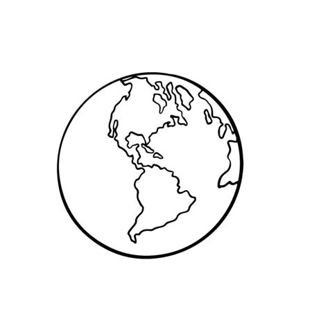 globe, doodle sketch on a white background, isolate, South and North Americaのイラスト素材