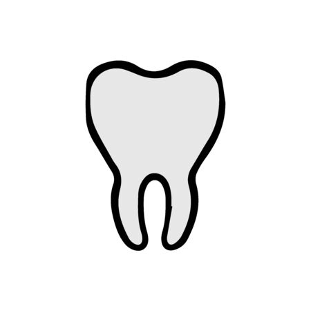 Tooth icon, doodle sketch on white background, isolateのイラスト素材