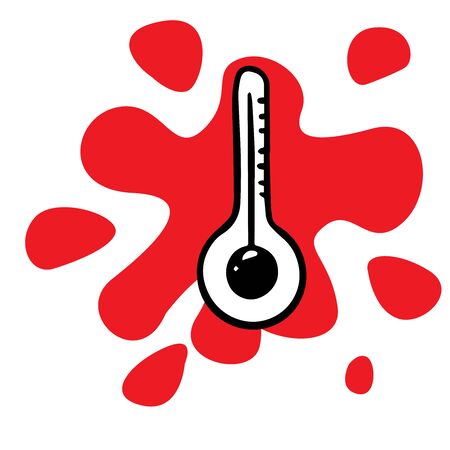 doodle sketch thermometer icon on white backgroundのイラスト素材