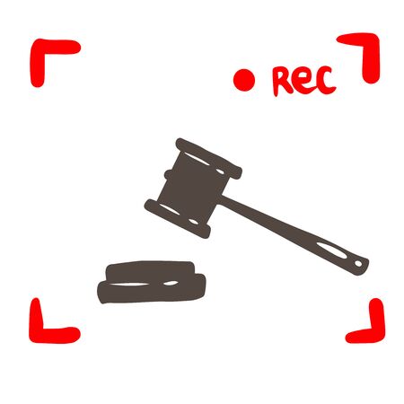 hammer judges in the frame of the video cameraのイラスト素材