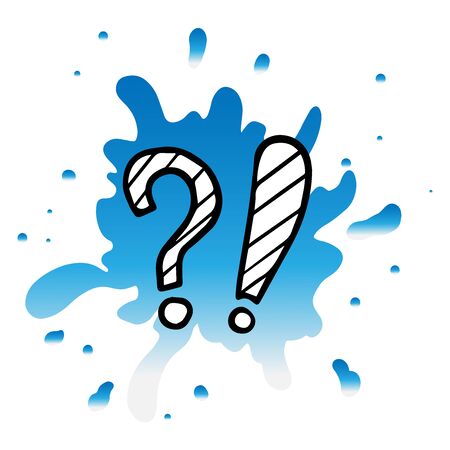 doodle sketch question and exclamation mark on a white background, cartoon drawings of characters on a white backgroundのイラスト素材