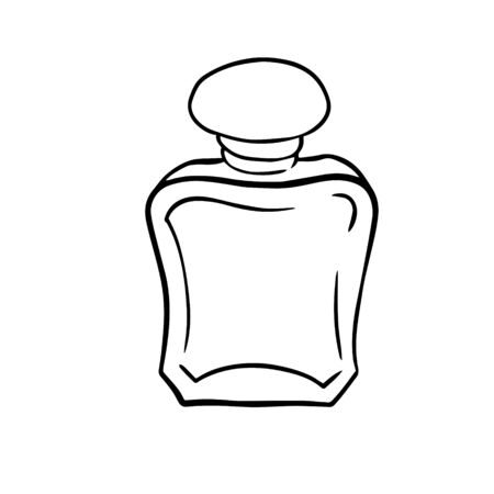  doodle sketch perfume bottle, illustration of aroma retro bottle, icon on a white background.のイラスト素材