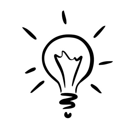  Doodle sketch light bulb, illustration on white backgroundのイラスト素材