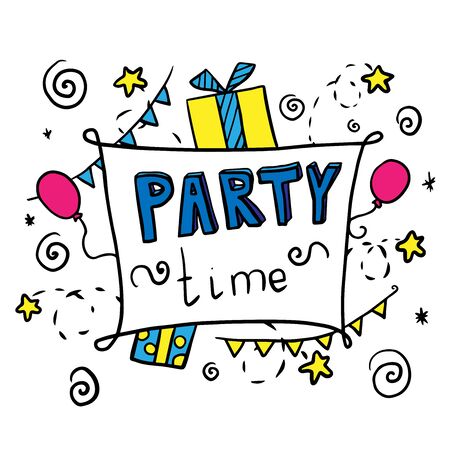 party time doodle illustration vectorのイラスト素材
