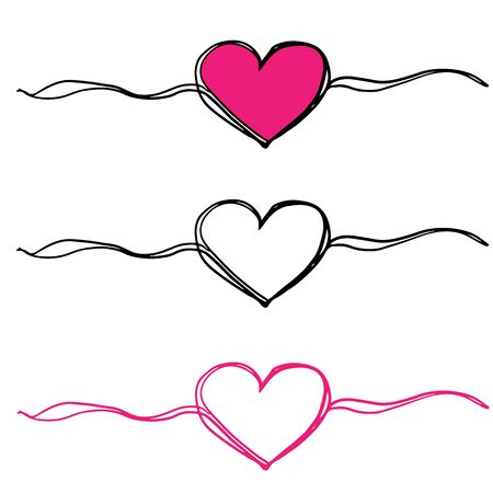 three hearts doodle illustration vectorのイラスト素材