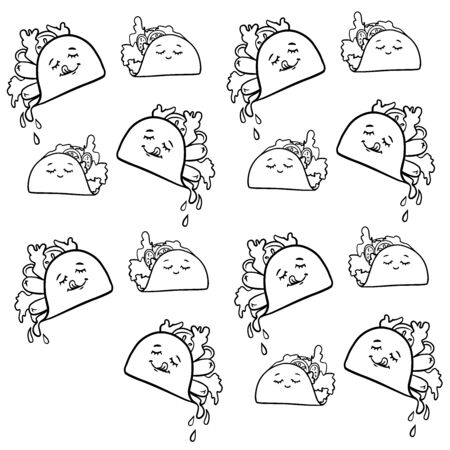 Doodle sketch gyros, burritos, cartoon cute fast food illustrationのイラスト素材