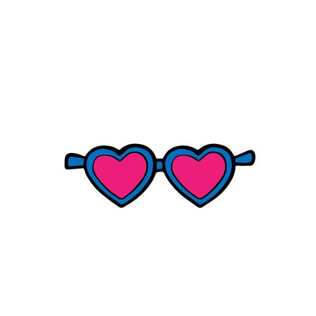 Doodle sketch hearts sunglasses, cartoon illustration isolatedのイラスト素材