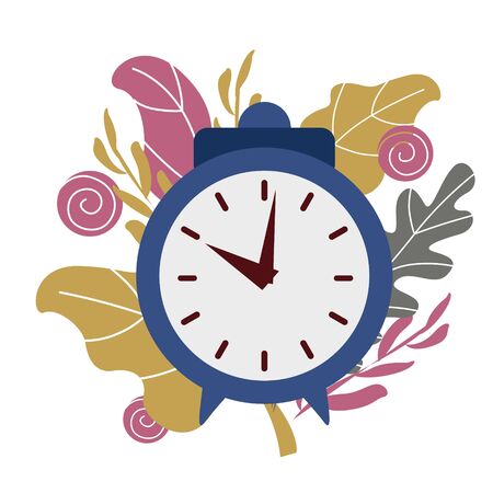 Simple flat illustration of a clock, alarm clock on a white background. The icon.のイラスト素材