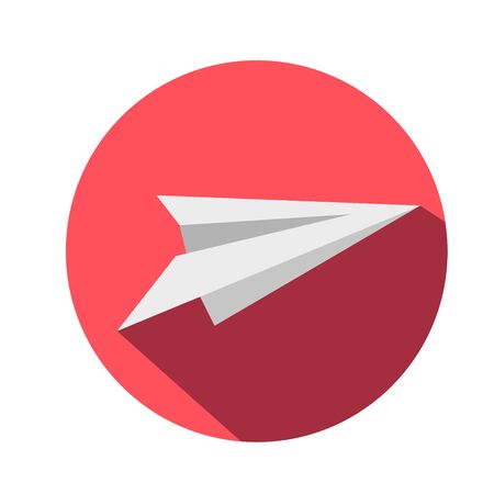 Simple flat illustration of a paper airplane. Icon, send button, message, letter for your websiteのイラスト素材