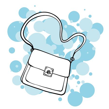  doodle sketch women's handbag. Illustration on a white background.のイラスト素材