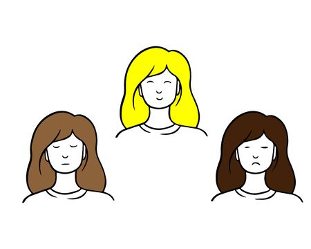 Girl with different expressions. Vector cartoon isolated charactersのイラスト素材