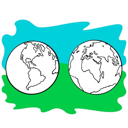 globe, doodle sketch on a white background, isolateのイラスト素材