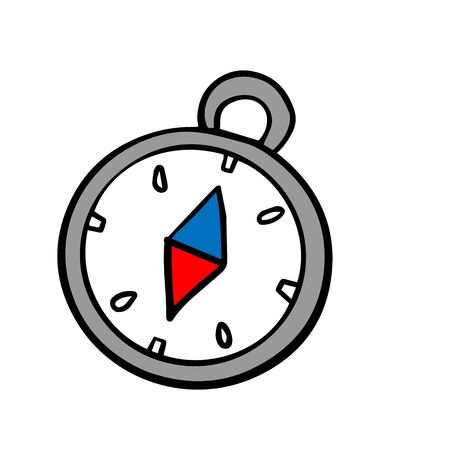 Compass. Doodle illustration isolated on white backgroundのイラスト素材