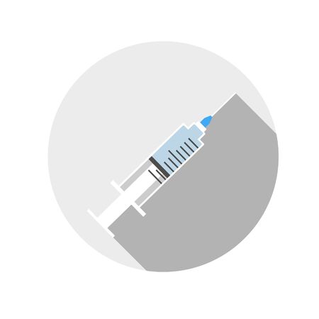 simple, flat illustration of a syringe. Illustration injection, vaccination for icons, buttons, logo on a white background.のイラスト素材