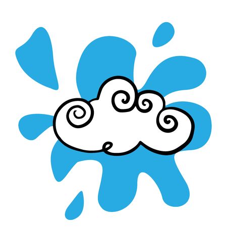 doodle sketch cloud, cartoon illustration on white backgroundのイラスト素材