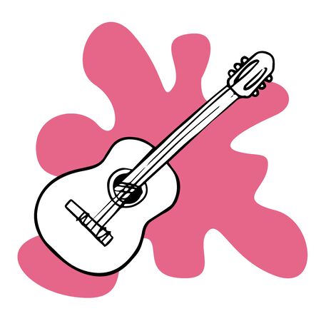 doodle sketch guitar, cartoon illustration isolated on white backgroundのイラスト素材