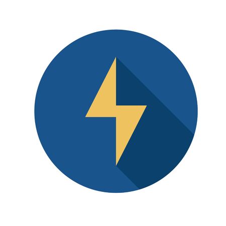 Simple flat illustration of lightning. Icon, energy button, on a white background.のイラスト素材