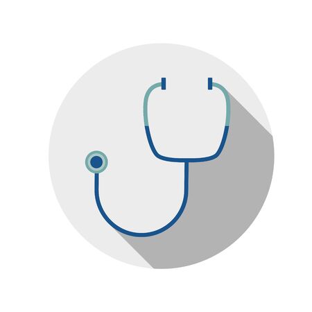 A simple, flat illustration of a medical stethoscope. Illustration for icons, buttons, logo on a white background.のイラスト素材