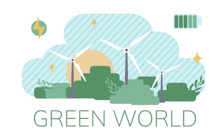 Simple flat Ecology connection concept background . Vector infographic illustrationのイラスト素材