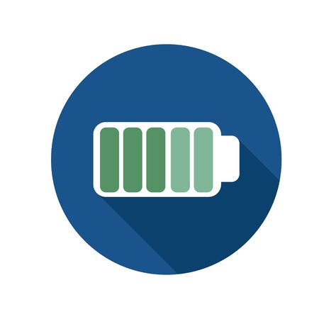 Simple flat illustration of a charged battery. Icon, button full charge on a white background.のイラスト素材
