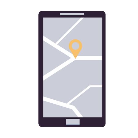 Simple flat illustration of a mobile phone with a map.のイラスト素材