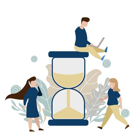  Simple flat illustration of an hourglass. Icon, button for your website, mobile application on a white background.のイラスト素材