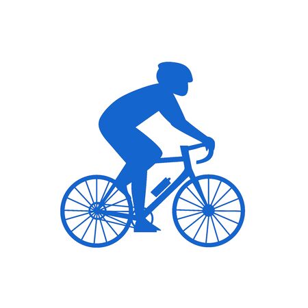  Simple flat illustration of a cyclist. Icon silhouette of a man on a bicycle on a white backgroundのイラスト素材