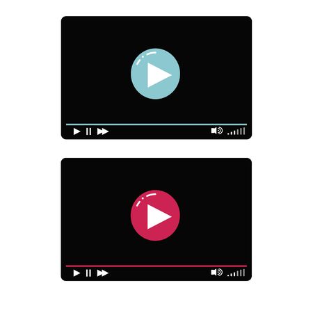  Simple flat illustration of a video player. Video player. Icon for video, web, music, site. Illustration infographics.のイラスト素材