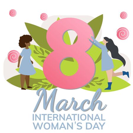 Happy Womens Day vector banner template. 8 March concept with copyspace.のイラスト素材