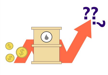 barrel money down business crisis economy, oil price crash vector illustrationのイラスト素材