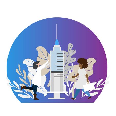 Simple flat illustration of doctors. Medical care concept. Professional medical assistance.の写真素材