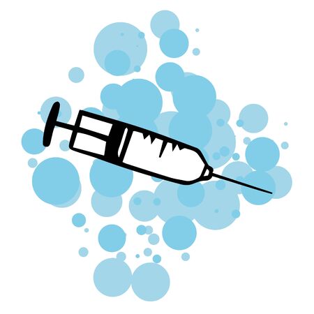  Doodle sketch syringe. Simple, flat illustration of an injection on a white background.の写真素材