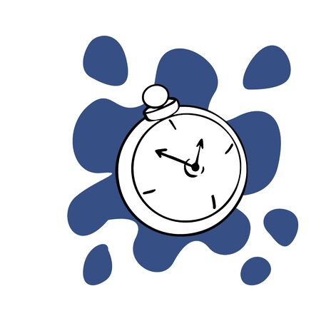  Doodle sketch stopwatch, simple flat illustration on white backgroundの写真素材